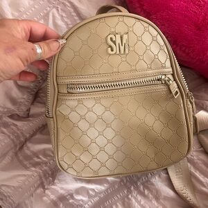 Steve Madden Beige Textured Mini Backpack